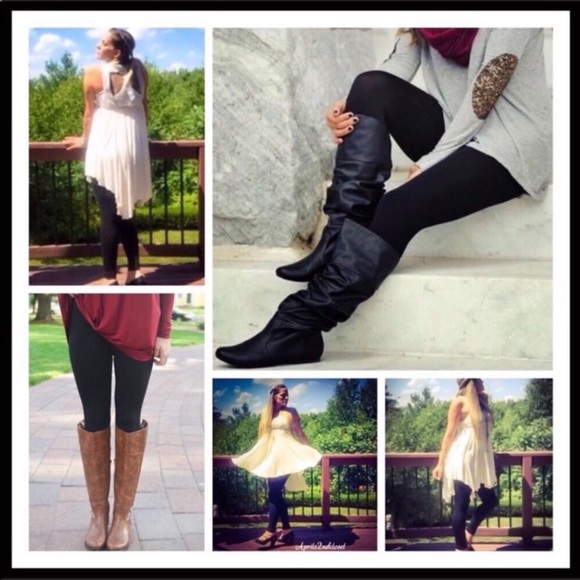 TIMBERLAND 2 BLACK FLEECE LINED LEGGINGS COZY FOOTLESS TIGHTS A3C - Picture 4 of 16